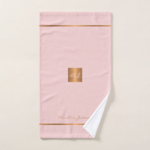 Élégant chic rose or moderne monogrammé rayures