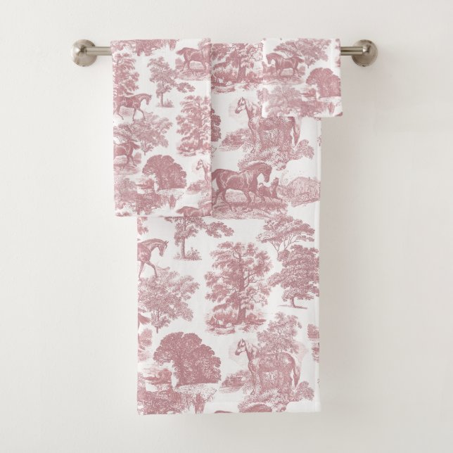 Elégant Chic Rose Rustique Horses Toile (En situation)