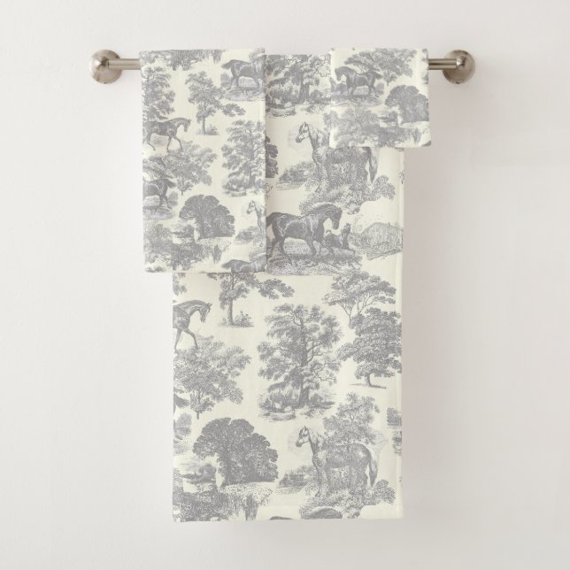 Elégant Chic Rustic Horse Gris Toile (En situation)