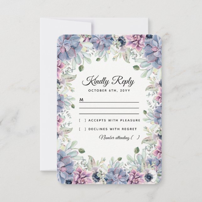 Elégant Chic Succulents Florals Mariage RSVP (Devant)