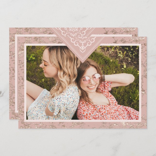 Elegant Chic Texture in Pink Bridesmaid Proposal (Devant / Derrière)