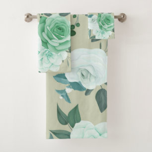 Élégant chic vert blanc floral