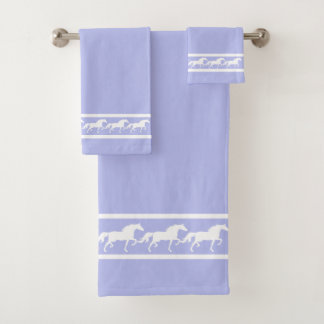 Elegant, Chic White Horses on Light Blue