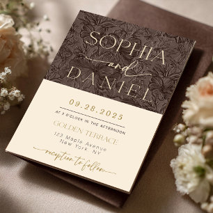 Elégant Chocolat Mocha Mariage Templat invitation