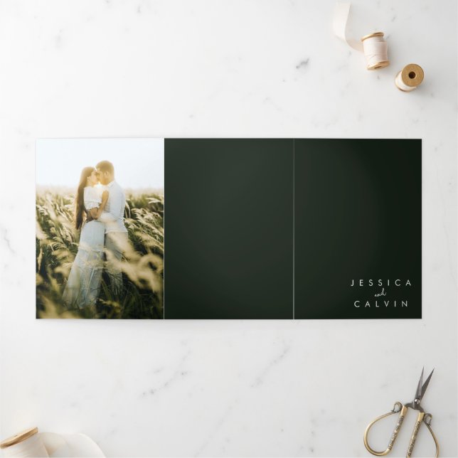 Élégant Christian Photo Faire-part de mariage Gree (Extérieur)