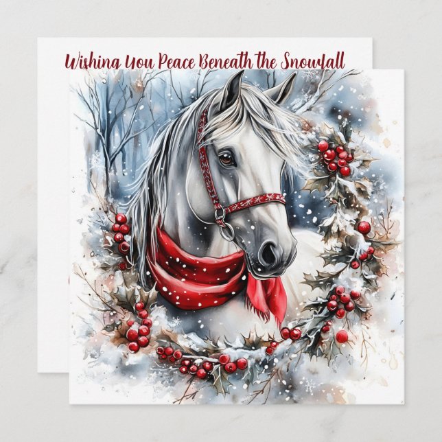 Elegant Christmas Horse with Winter Wreath Custom (Devant / Derrière)