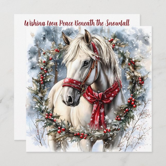 Elegant Christmas Horse with Winter Wreath Custom (Devant / Derrière)