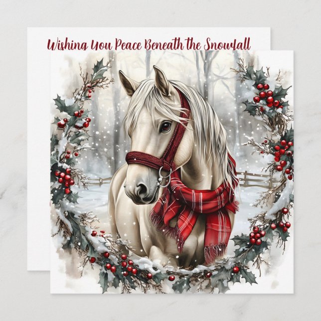 Elegant Christmas Horse with Winter Wreath Custom (Devant / Derrière)