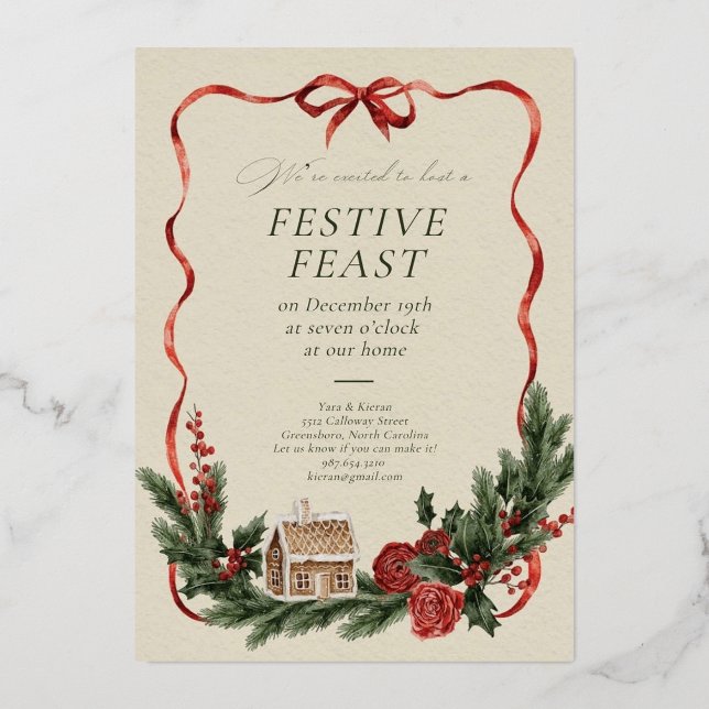 Elegant Christmas Invitation Card (Recto)