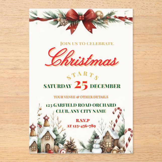 Elegant Christmas Party Invitation (Recto)