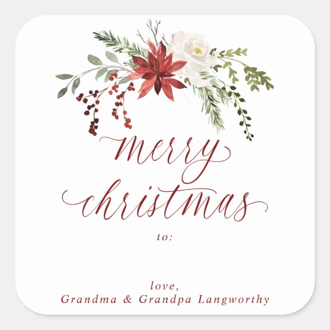 Elegant Christmas Stickers for Gifts Watercolor (Devant)