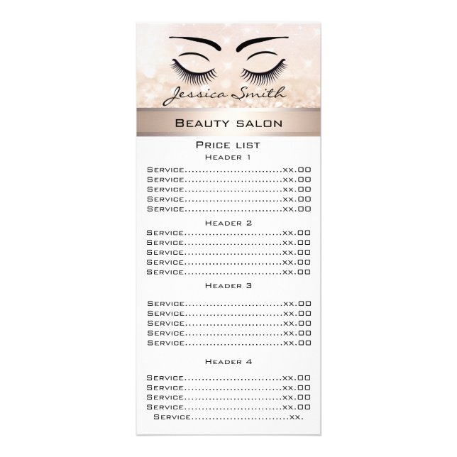 Elégant cils & épilation de sourcils carte menu (Devant)