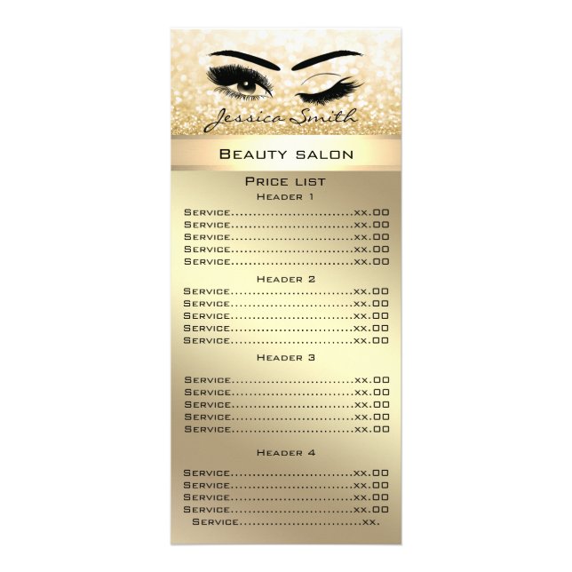 Elégant cils & épilation de sourcils carte menu (Devant)