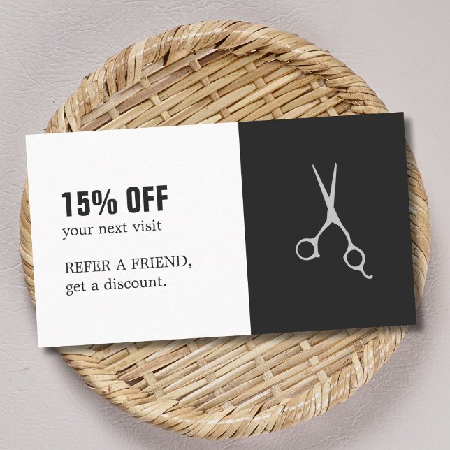 Elégant ciseaux noir blanc Coupon de salon de chev (Créateur téléchargé)