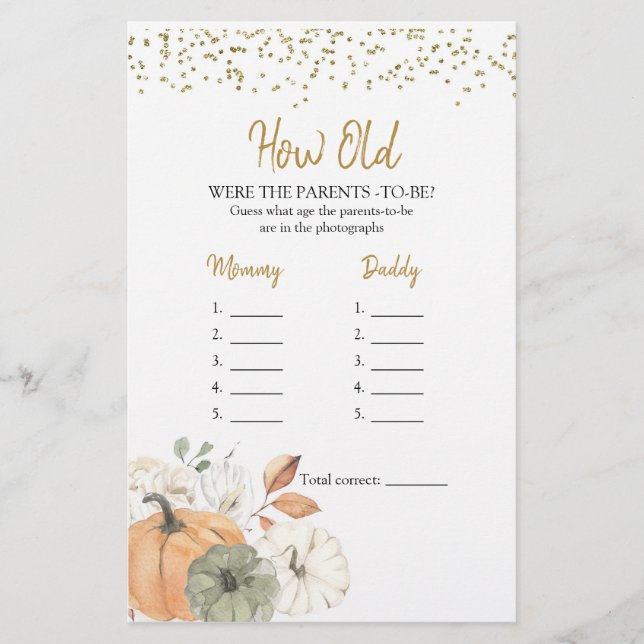 Élégant Citrouille blanc Quel âge avaient les pare (Devant)