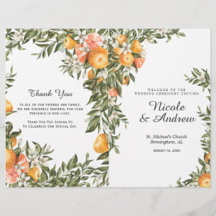 Élégant Citrus Orchard Programme de mariage plié