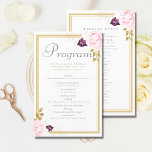 Elegant Classic Gold Frame Floral Roses Wedding<br><div class="desc">Roses and eucalyptus and greenery leaves, painted in graphite and watercolor, make for a modern, sophisticated, elegant and chic rustic wedding program design that is a modern take on a traditional floral gold frame. The texture of the art shows through the paper, giving it a sense of effortless elegance. The...</div>
