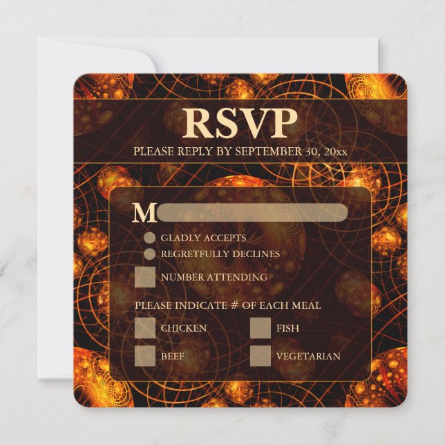 Elegant Classic Modern Gold #901 Wedding RSVP Card (Devant)