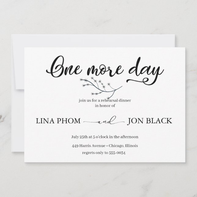 Elegant Classic Script Rehearsal Dinner Invitation (Devant)