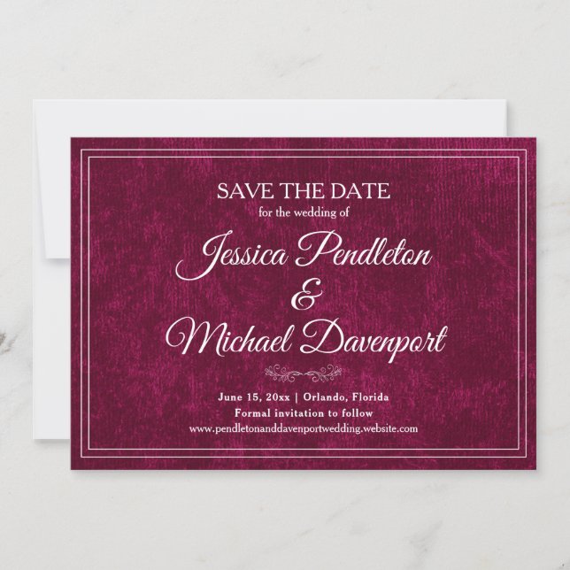 Élégant Classique Mariage Save the Date Baie de Bo (Devant)