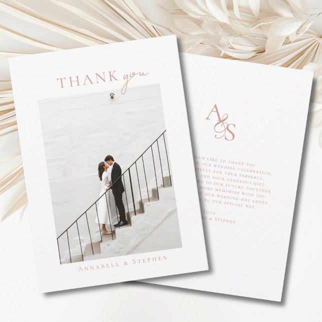 Élégant, classique, monographie, Merci ! 1 photo (Elegant, Classic, Monogram, Thank you! 1 Photo Thank You Card)