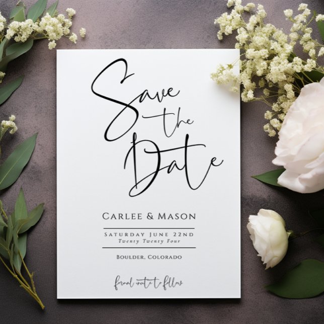 Élégant Classique Noir et Blanc Save the Date (Créateur téléchargé)