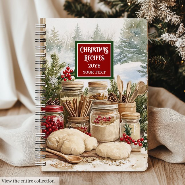 Élégant classique Recettes de Noël Carnet personna (Elegant Classic Christmas Recipes Notebook Custom Name)