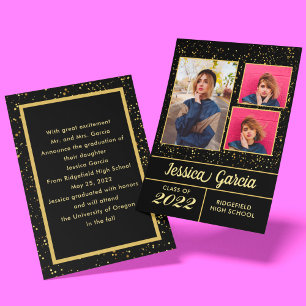 Élégant Classy Graduation Golden sparkles 3 Photos