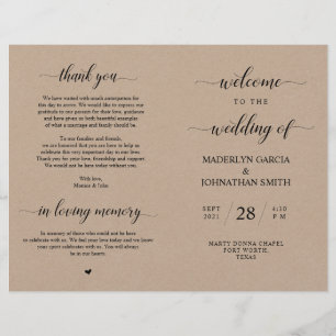 Élégant Classy Mariage Ceremony Programme pliable