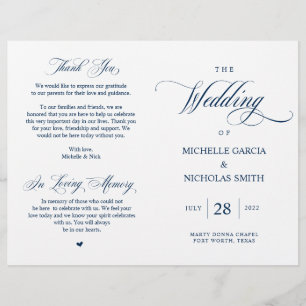 Elégant Classy Navy Blue, Programme de mariage pli