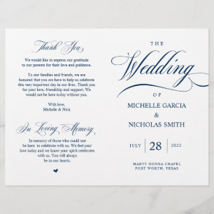 Elégant Classy Navy Blue, Programme de mariage pli