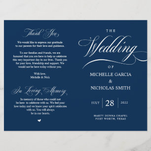 Elégant Classy Navy Blue, Programme de mariage pli