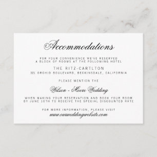 Elégant Classy Script Mariage Carte d'hébergement