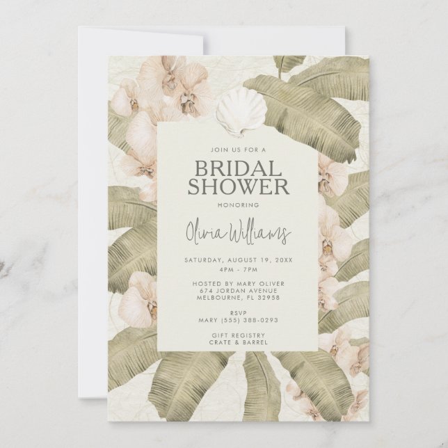 Elegant Coastal Beach Bridal Shower Invitation (Devant)