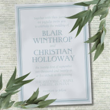 Elegant Coastal Blue Modern Wedding Invitation