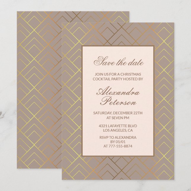 Élégant cocktail de Noël, invitation à sauver la d (Devant / Derrière)