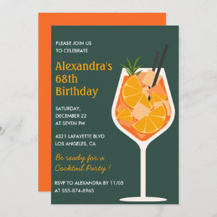 Elégant cocktail moderne invitations à 68e anniver