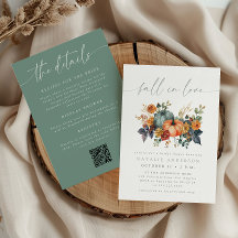 Élégant Code QR Automne Invitation de Mariage Tout