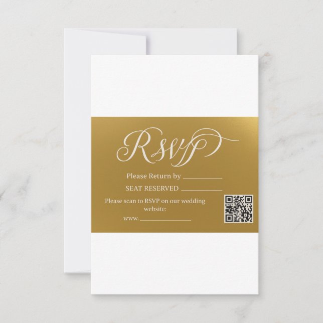 Élégant Code QR de Réponse de Mariage en Écriture  (Devant)