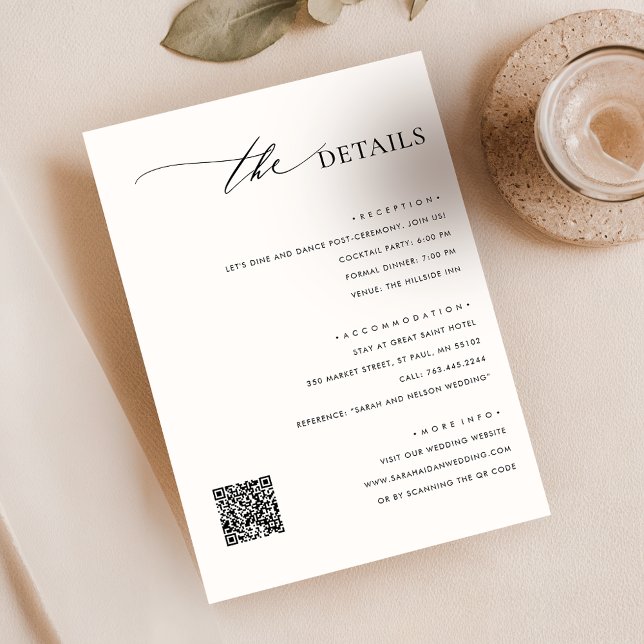Elegant Code QR Détails du Mariage Carte de boîtie (Créateur téléchargé)