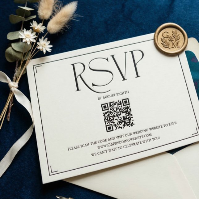 Élégant Code QR RSVP Noir Blanc Mariage Script (Créateur téléchargé)