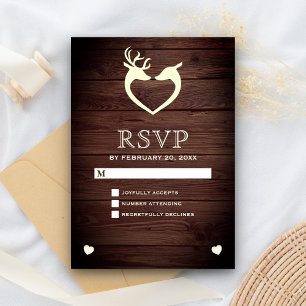 Elégant cœur de cerf Bois rustique RSVP