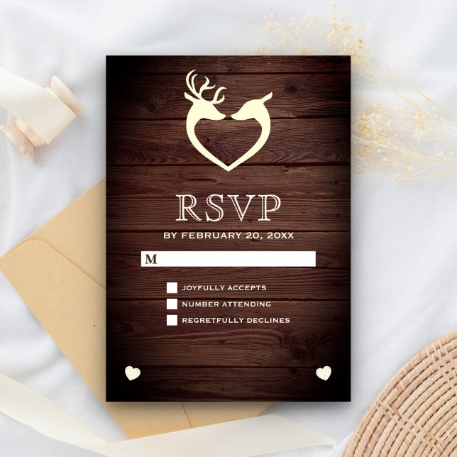 Elégant cœur de cerf Bois rustique RSVP (Créateur téléchargé)
