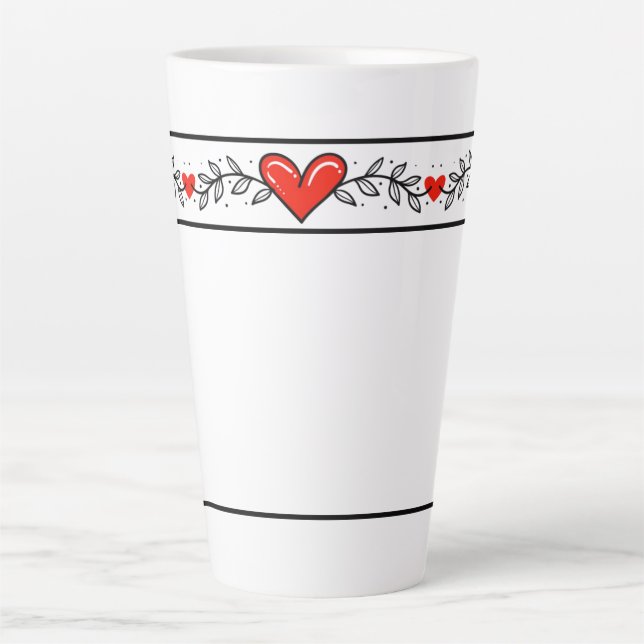 Elégant Coeur Design Latte Mug (Devant)