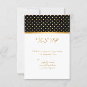 ÉLÉGANT COEUR D'OR NOIR BLANC TOUTE OCCASION RSVP