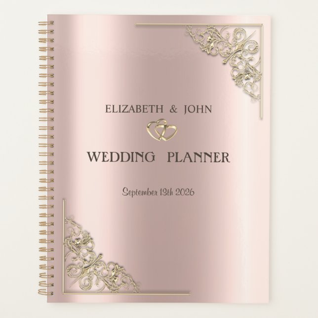 Élégant Cœurs Or Rose Mariage  (Devant)
