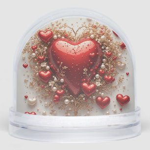 Elégant Coeurs rouges avec Golden Floral Détails