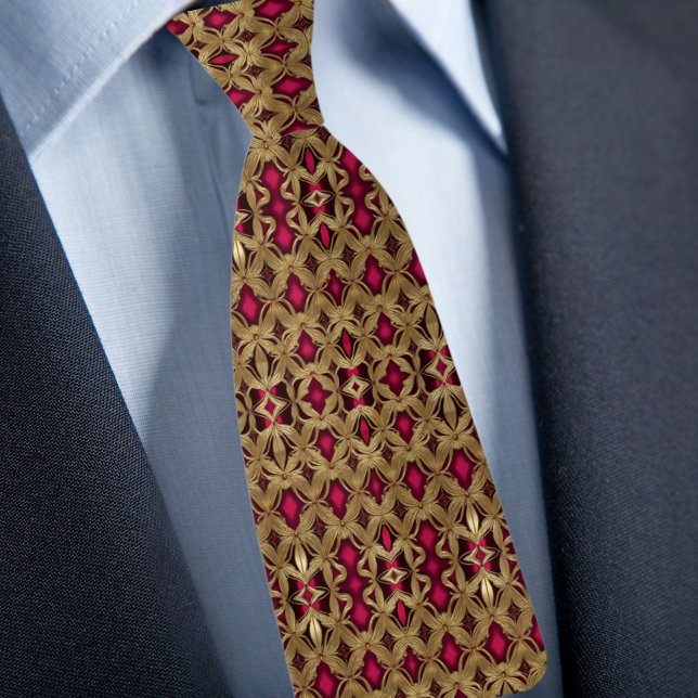 Élégant col cravate motif or et rubis (Créateur téléchargé)