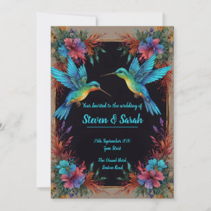 Élégant colibri et Faire-part de mariage floral