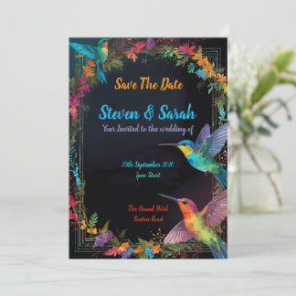 Élégant colibri et Faire-part de mariage floral